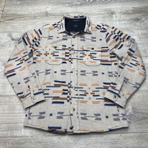 Roark Jacket Mens Medium Beige Aztec Fleece Snap Shirt Shacket Lined Classic Fit